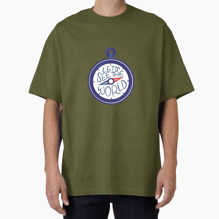 Adventure Themed Compass Illustration With Motivational Quote Oversized T-Shirt