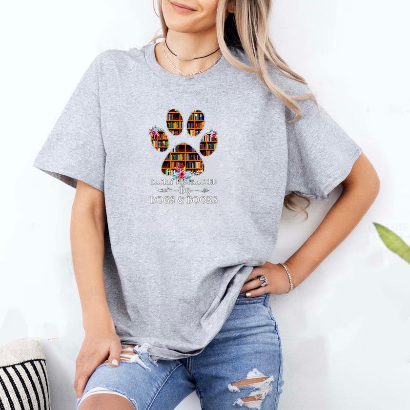 Easily Distracted By Dogs And Books T-Shirt