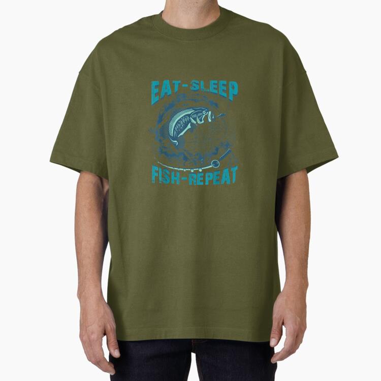 Eat Sleep Fish Repeat Fishing Oversized T-Shirt