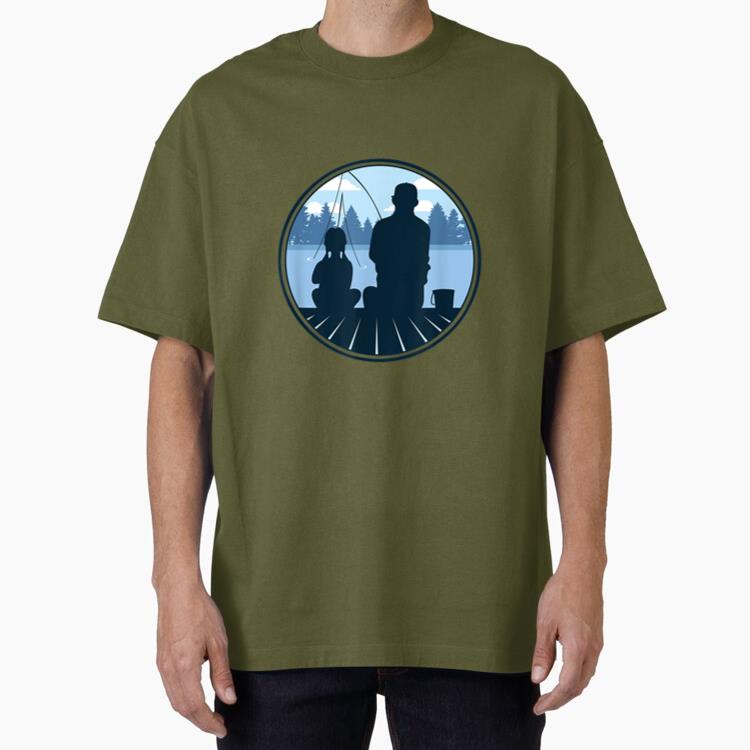 Father And Daughter Fishing Oversized T-Shirt