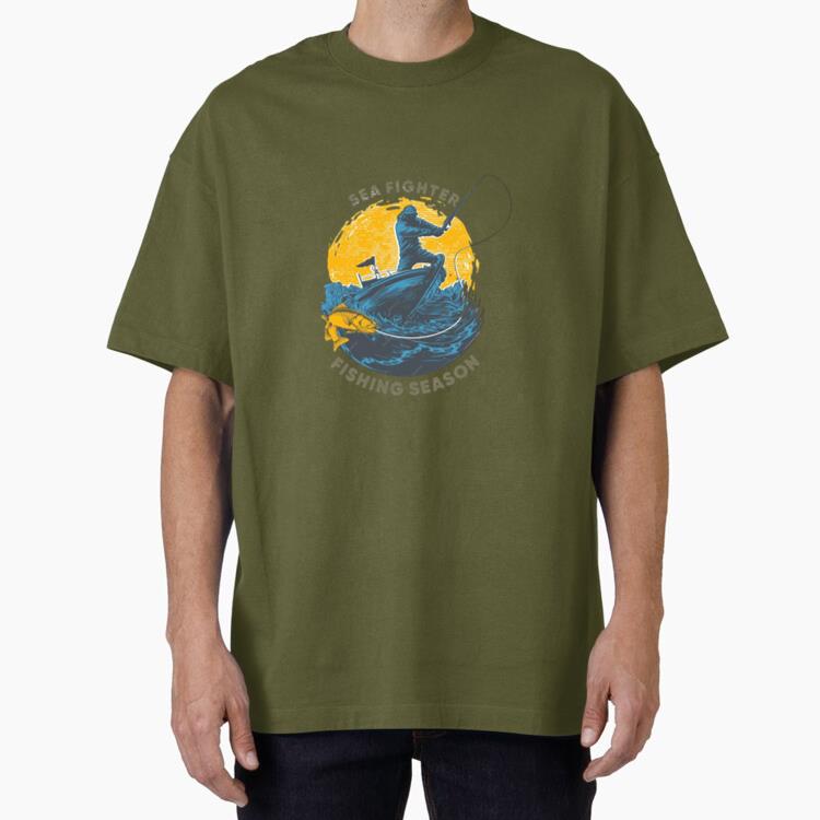 Fisherman Peaceful Artistic Fishing Oversized T-Shirt