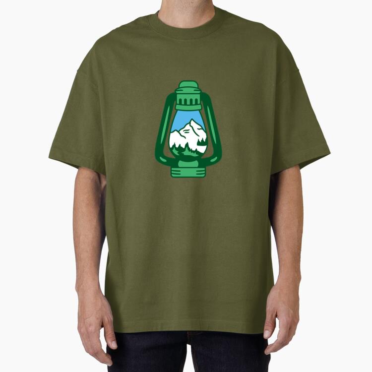 Green Lamp With Mountain Scenery Design Oversized T-Shirt