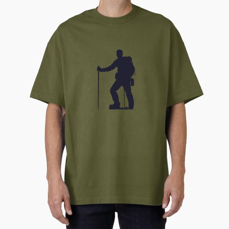 Hiking Man Silhouette Oversized T-Shirt