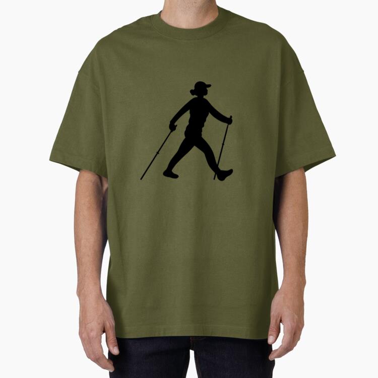 Hiking Woman Silhouette Oversized T-Shirt