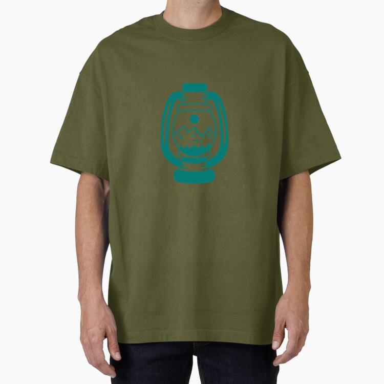 Lantern With Mountain Sunset Scene Oversized T-Shirt