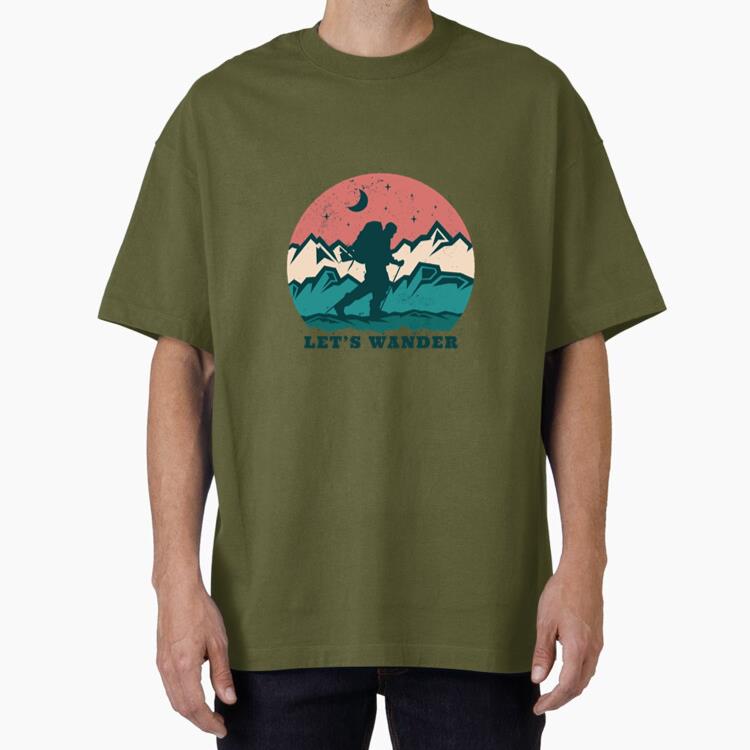 Lets Wander Mountain Badge Oversized T-Shirt