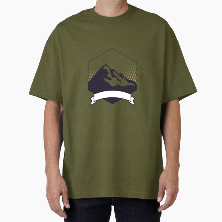 Mountain Label Badge With Ribbon Oversized T-Shirt