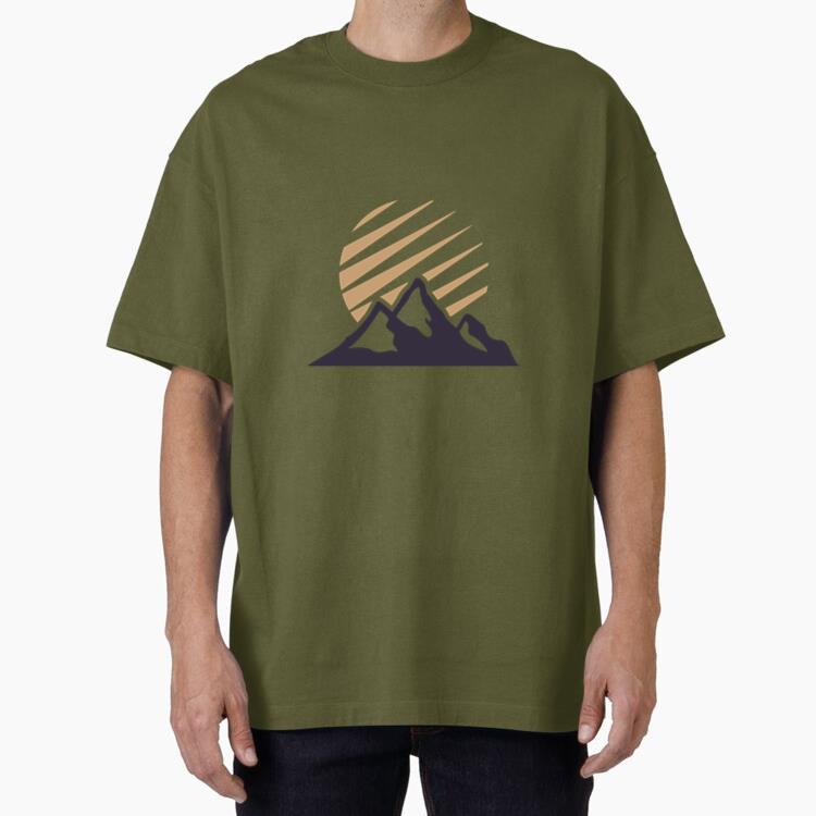 Mountain Label Badge With Sun Oversized T-Shirt